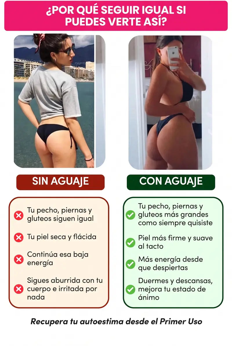 ¿Por qué seguir igual si puedes verte así? Comparación sin aguaje y con aguaje: recupera tu autoestima desde el primer uso