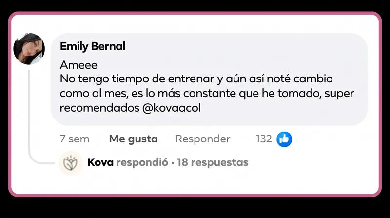 Comentario de Emily Bernal: no tengo tiempo de entrenar y aún así noté cambio como al mes