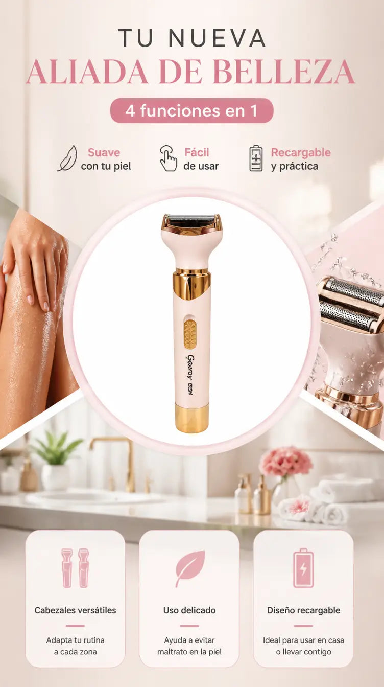 Tu nueva aliada de belleza: 4 funciones en 1, suave con tu piel, facil de usar y recargable
