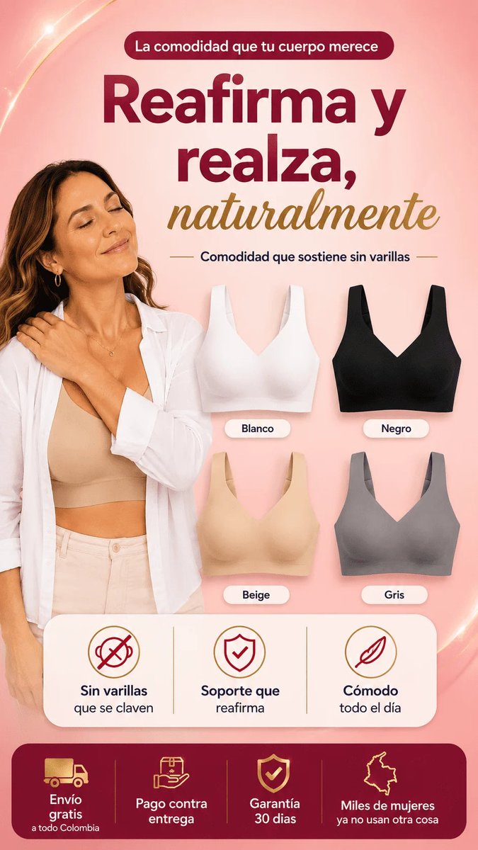 Brasier reafirmante sin varillas Kova en blanco, negro, beige y gris