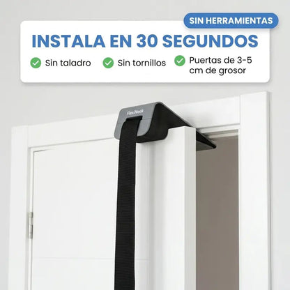 Instala en 30 segundos sin herramientas en puertas de 3 a 5 cm