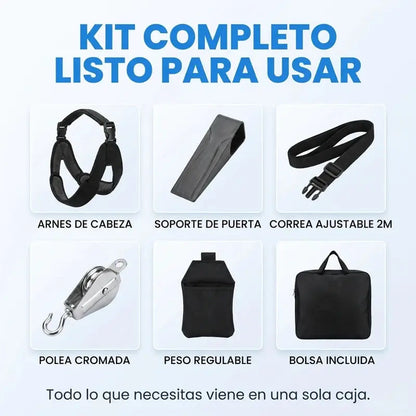 Kit completo listo para usar: arnes, soporte de puerta, correa, polea, peso regulable y bolsa