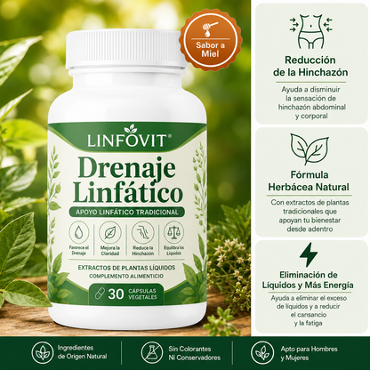Linfovit Drenaje Linfático: frasco con beneficios de reducción de hinchazón