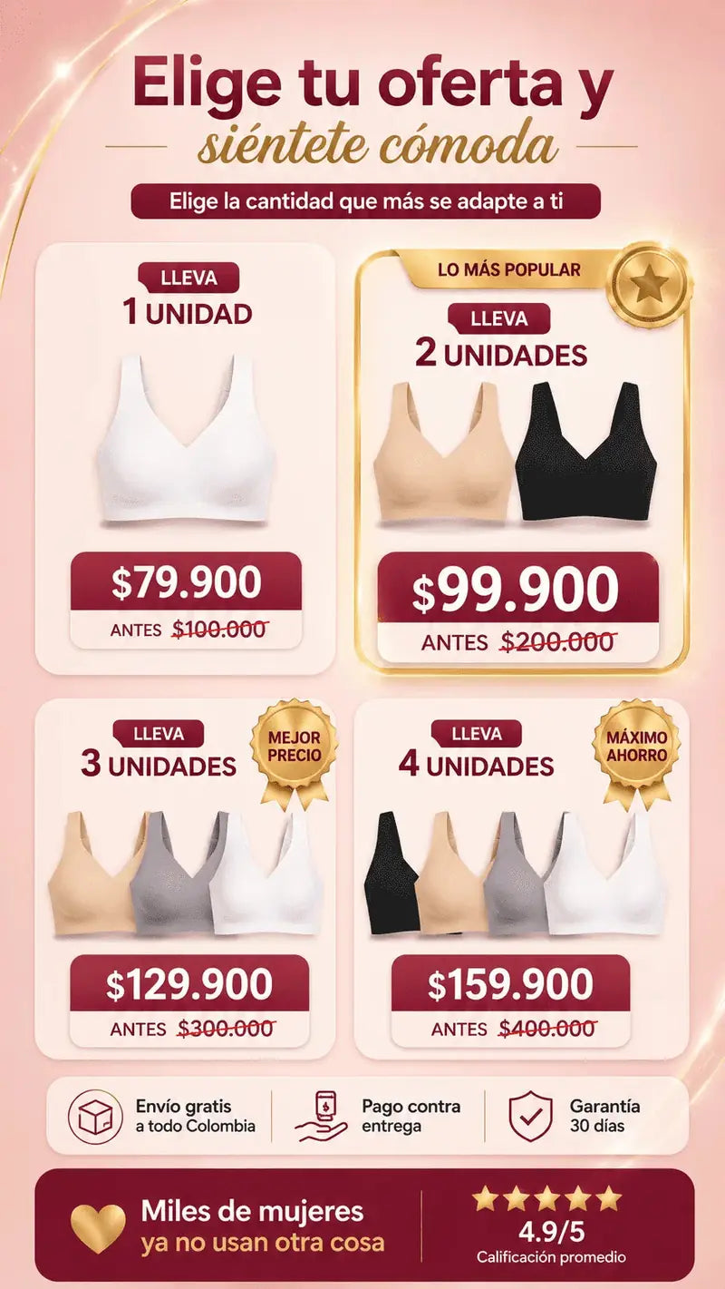 Elige tu oferta: 1 unidad 79.900, 2 unidades 99.900, 3 unidades 129.900 o 4 unidades 159.900 pesos