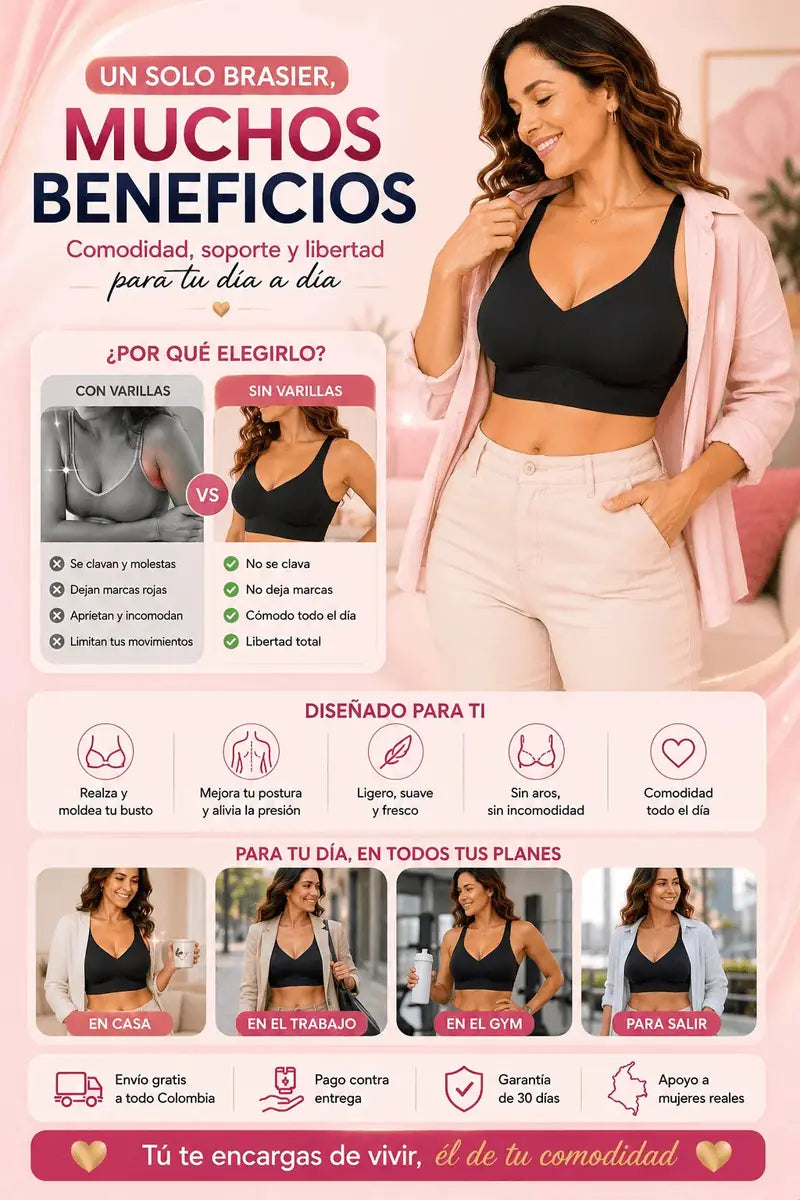 Un solo brasier, muchos beneficios: con varillas vs sin varillas; para casa, trabajo, gym y para salir