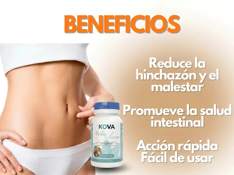 Beneficios: reduce la hinchazón y el malestar, promueve la salud intestinal, acción rápida y fácil de usar