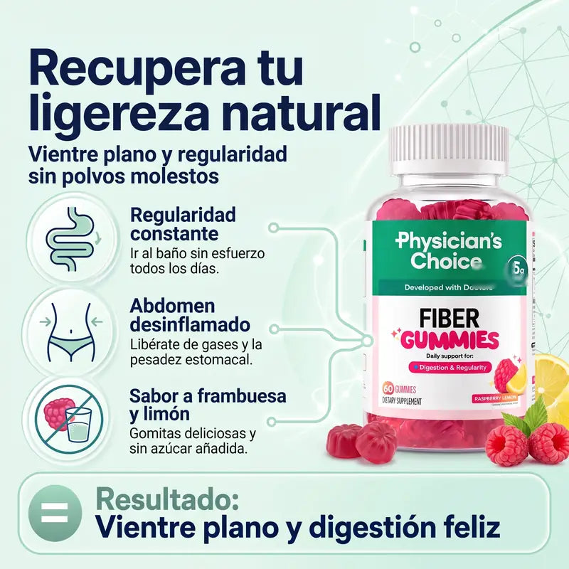 Recupera tu ligereza natural: regularidad constante, abdomen desinflamado y sabor a frambuesa y limón — vientre plano y digestión feliz