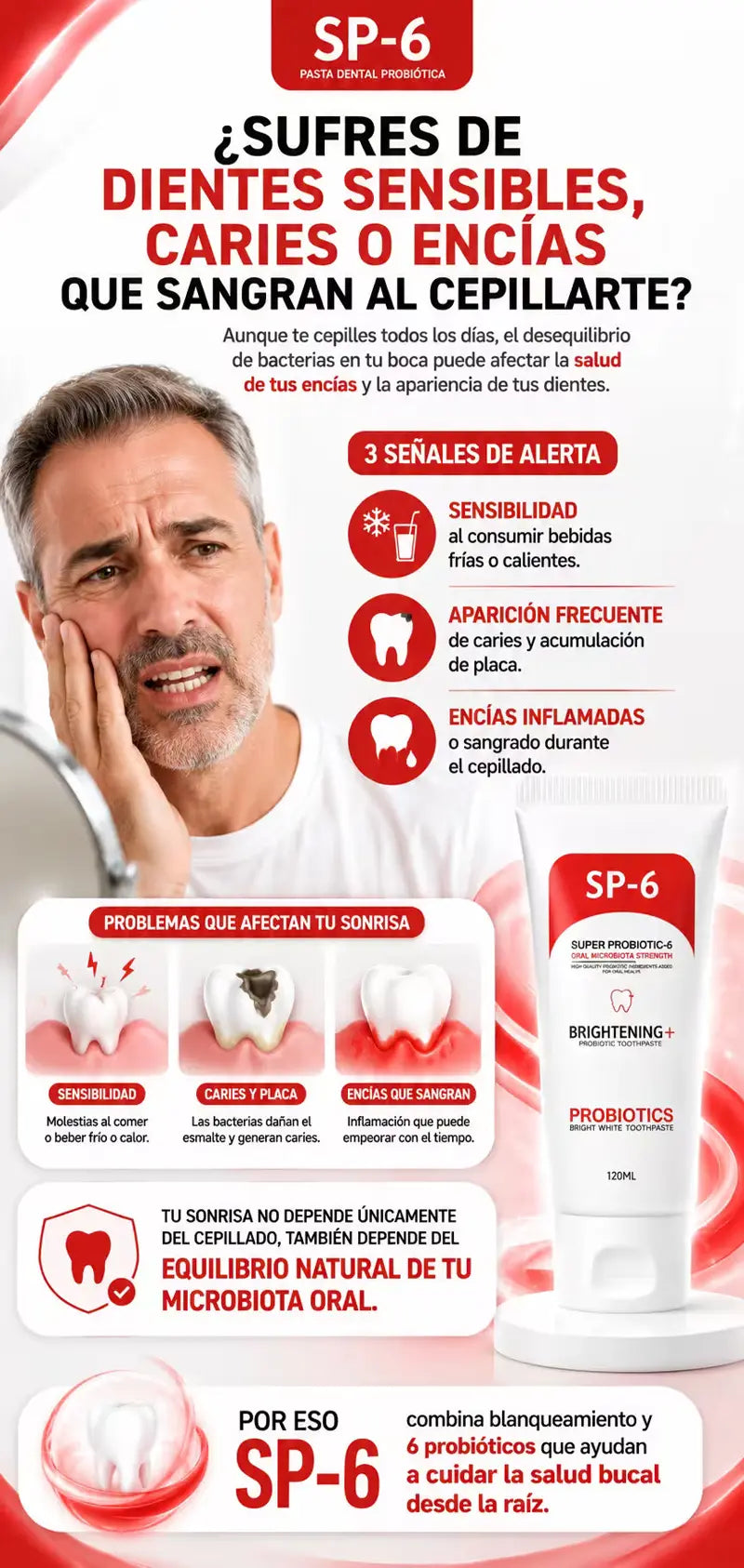 ¿Sufres de dientes sensibles, caries o encías que sangran al cepillarte? 3 señales de alerta